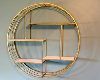 Sagebrook Home Round Wood/Metal Wallshelf in gold
