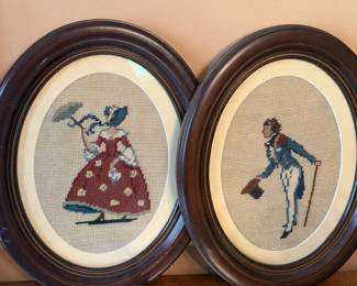 (2) Framed Crewel Pictures