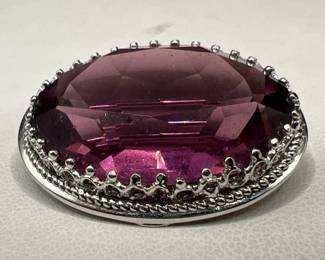 1” Sterling Silver Sparkling Brooch — Art Deco Style