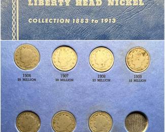 (10) Antique Liberty Head Nickels in 1883-1913 Whitman Coin Album