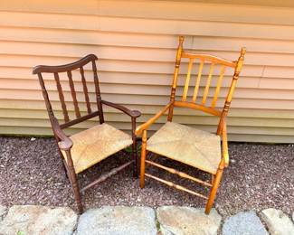 (2) Wicker Throne Chairs
