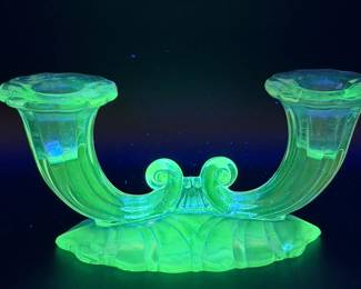 (2) Heisey Warwick Double Cornucopia Candle Holders
