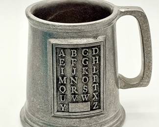 vintage Wilton Armetale pewter alphabet mug