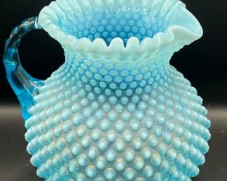 Fenton Opalescent Blue Vintage Glass Pitcher