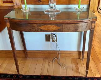 Antique Mahogany Game Table — Federal Hepplewhite Style — Inlaid Card Table