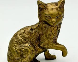 Vintage Solid Brass Cat Figurine