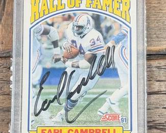 Signed Earl Campbell (Texas, Oilers) Card! HOF!