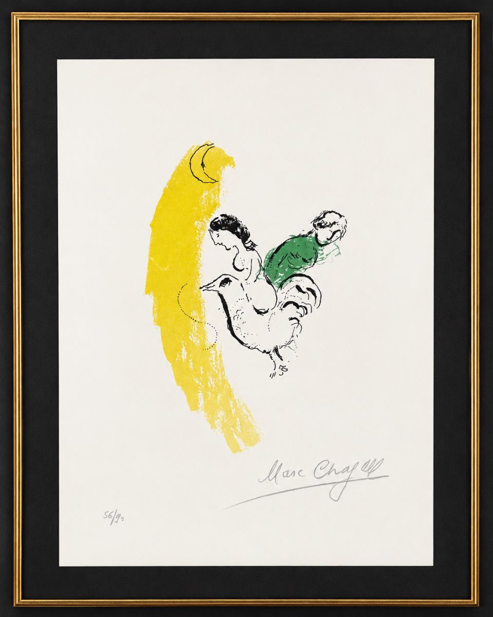 $2,500, Marc Chagall Signed Limited Edition Lithograph 56/90 Framed Modernist Figurative Art Print