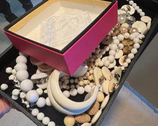 White Bead and Lucite Modernist Jewelry Collection