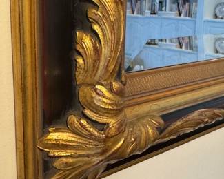 $350, Mirror Large Ornate Gold Framed Wall Mirror with Carved Rococo Style Wood Frame