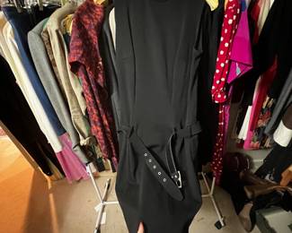 Black Sleeveless Sheath Dress with Grommet Belt