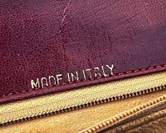 Burgundy Italian Pebbled Leather Handbag Interior