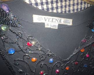 Beaded Rayon Dress with Multi-Colored Stones