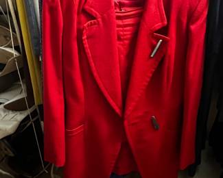 Red Wool Blazer with Metal Toggle Closures