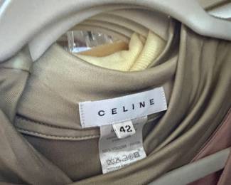 Celine Taupe Draped Viscose Blouse Size 42