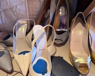 Christian Louboutin Cream Leather Slingback Pumps