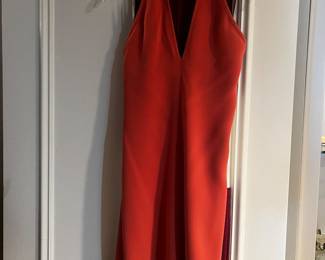 Red Halter Neck Deep V-Line Maxi Dress