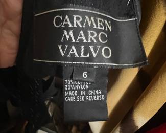 Carmen Marc Valvo Black Cotton Blend Cocktail Dress