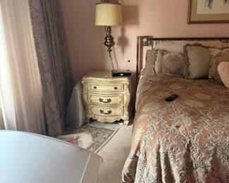 French Provincial Style Carved Three Drawer Nightstand
