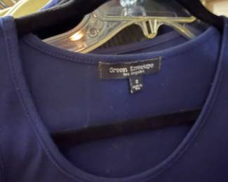 Navy Blue Green Envelope Sleeveless Knit Top