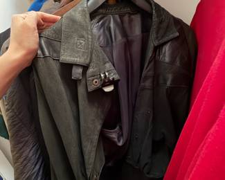 Black Leather Jacket with Convertible Collar