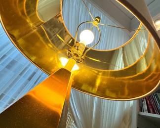 $250, Lamp, Gold Geometric with Metallic Shade and Faceted Base