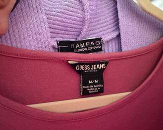 Pink Guess Jersey Top and Lavender Rampage Ribbed Knit