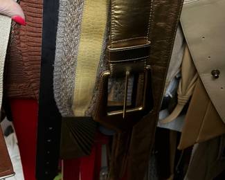 Metallic Bronze Wide Waist Belt with Shield Buckle
