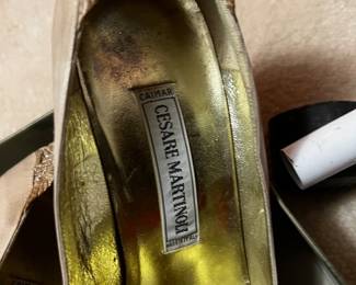 $200, Cesare Martinoli Italy Beige Leather Pumps Textured Heel Designer High Heels Women’s Shoes