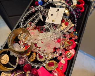 Mixed Costume Jewelry Lot with Lucite and Gold Tone Metals