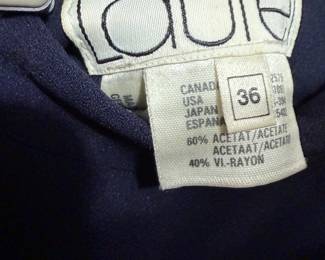 Navy Blue Acetate and Rayon Blouse by Laurel