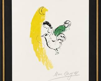 $2,500, Marc Chagall Signed Limited Edition Lithograph 56/90 Framed Modernist Figurative Art Print