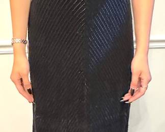 Black Sequined Chevron Beaded Formal Evening Gown
