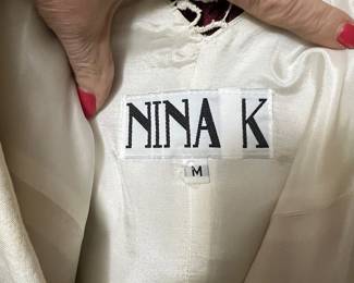 White Nina K Blouse with Cream Satin Lining
