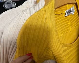 Miss Me Mustard Yellow and Cream Ribbed Knit Tops