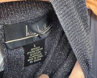 Nicole Miller Silk Blend Metallic Knit Top