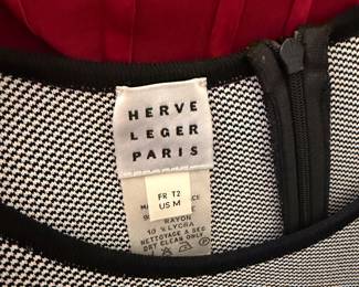 Herve Leger Black and White Knit Bandage Dress