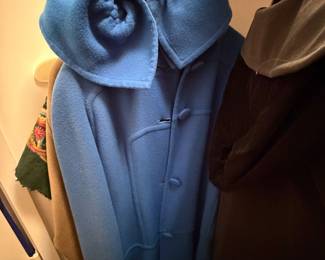 Blue Hooded Wool Duffle Coat