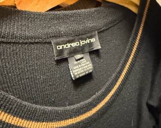 Black Wool Crew Neck Sweater with Stripe Detail