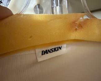 Danskin White Ribbed Knit Athletic Bodysuit