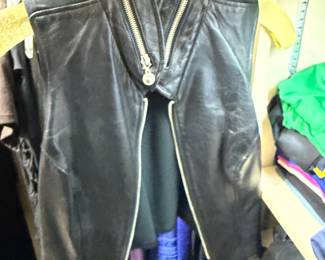 Black Leather Biker Vest with Silver Zippers