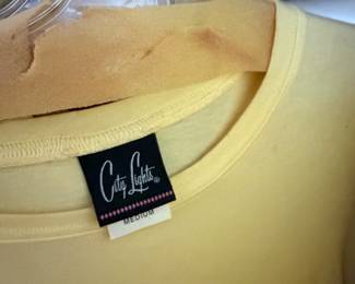Yellow Cotton Jersey Crew Neck Top by City Lights