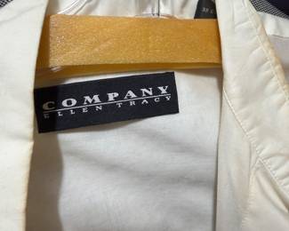 White Cotton Blend Pointed Collar Blouse by Ellen Tracy