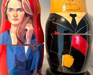 Hand Painted The Americans Wooden Nesting Dolls