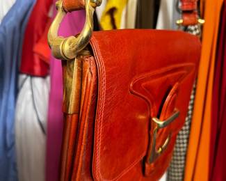 $250, Vintage Style Cognac Brown Leather Shoulder Bag Brass Buckle Saddle Handbag Boho Retro Purse
