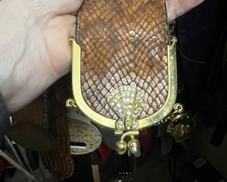Snakeskin Evening Bag with Rhinestone Clasp