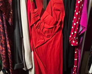 Red Asymmetric Draped Cocktail Dress