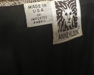 Anne Klein Black Tailored Garment Made in USA