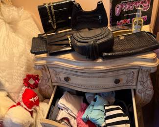 Leather Handbag Collection and French Provincial Nightstand