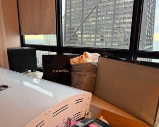 Chanel Black Paper Shopping Bag and Audio Subwoofer